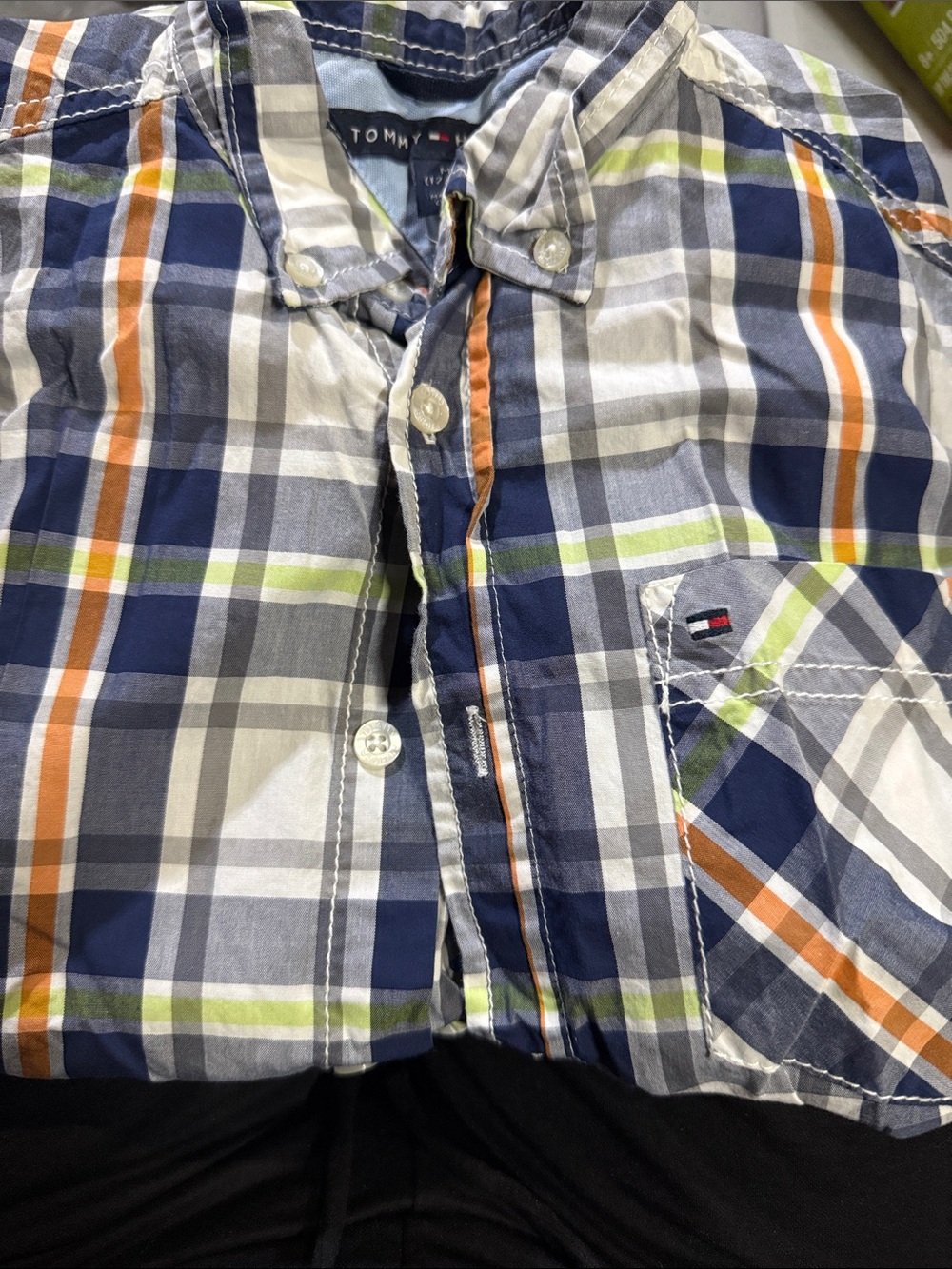 Tommy Hilfiger Multicolor Plaid Button-Down Shirt - Navy, White, Orange & Lime